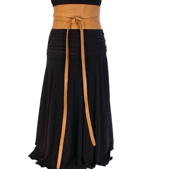 BERGE Sadie $195 Wide Leather Obi Wrap Tie Belt Women's S/M - Picture 1 of 8